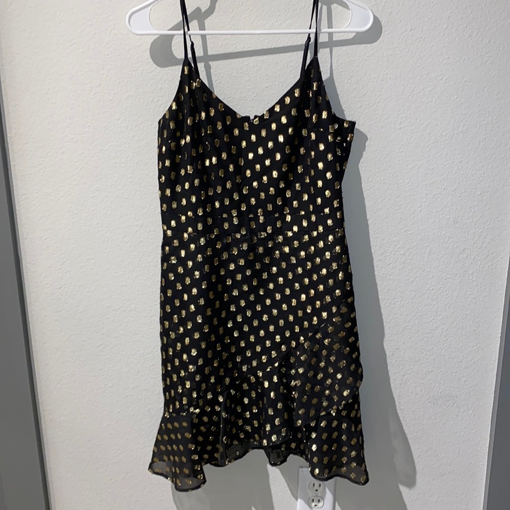 Black and gold semi formal dress with ruffle